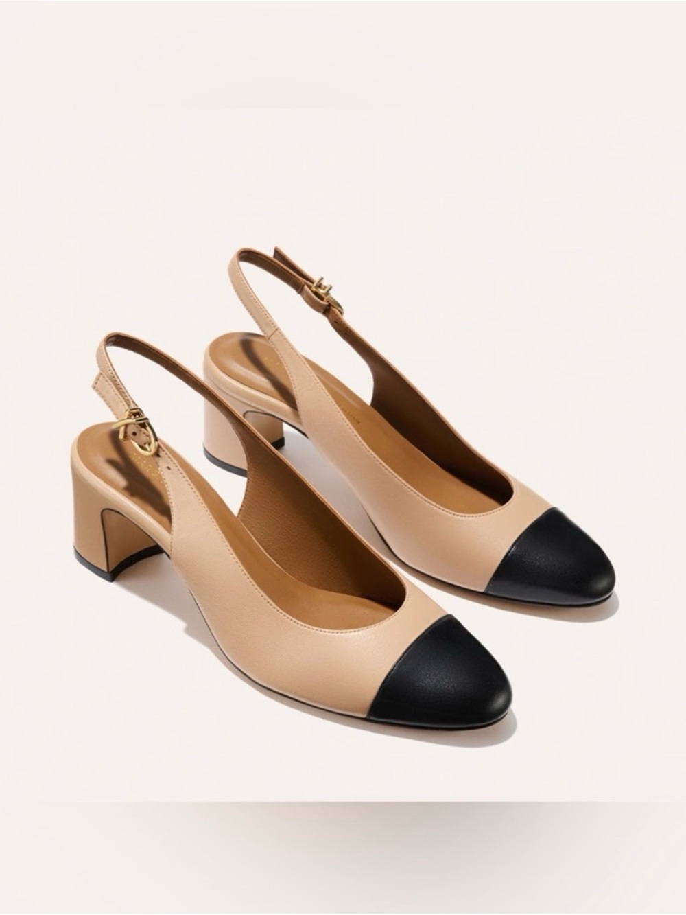 Margaux Cluny Two-Tone Slingback Pumps in Beige and Black